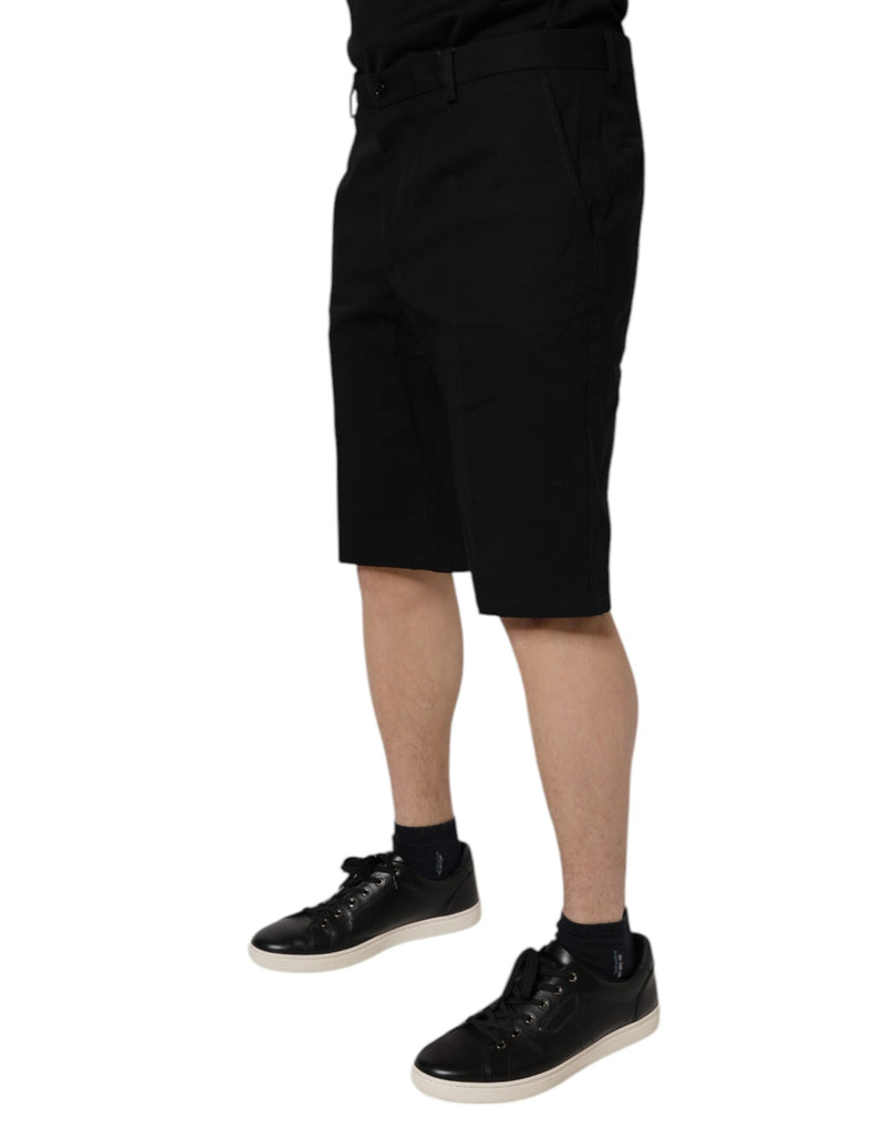 Shorts Bermuda taille mi-hauteur en coton extensible noir de Dolce &amp; Gabbana