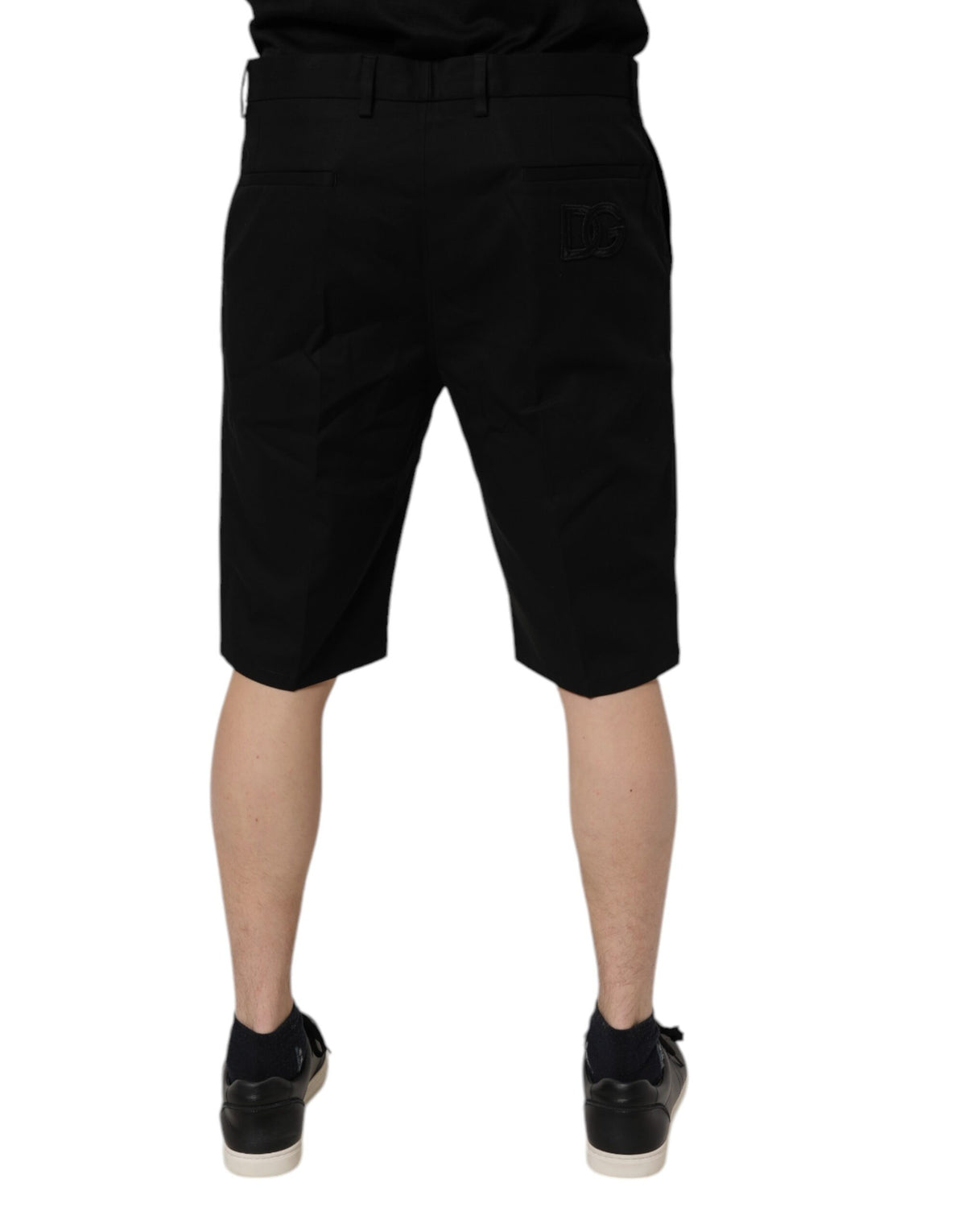 Shorts Bermuda taille mi-hauteur en coton extensible noir de Dolce &amp; Gabbana