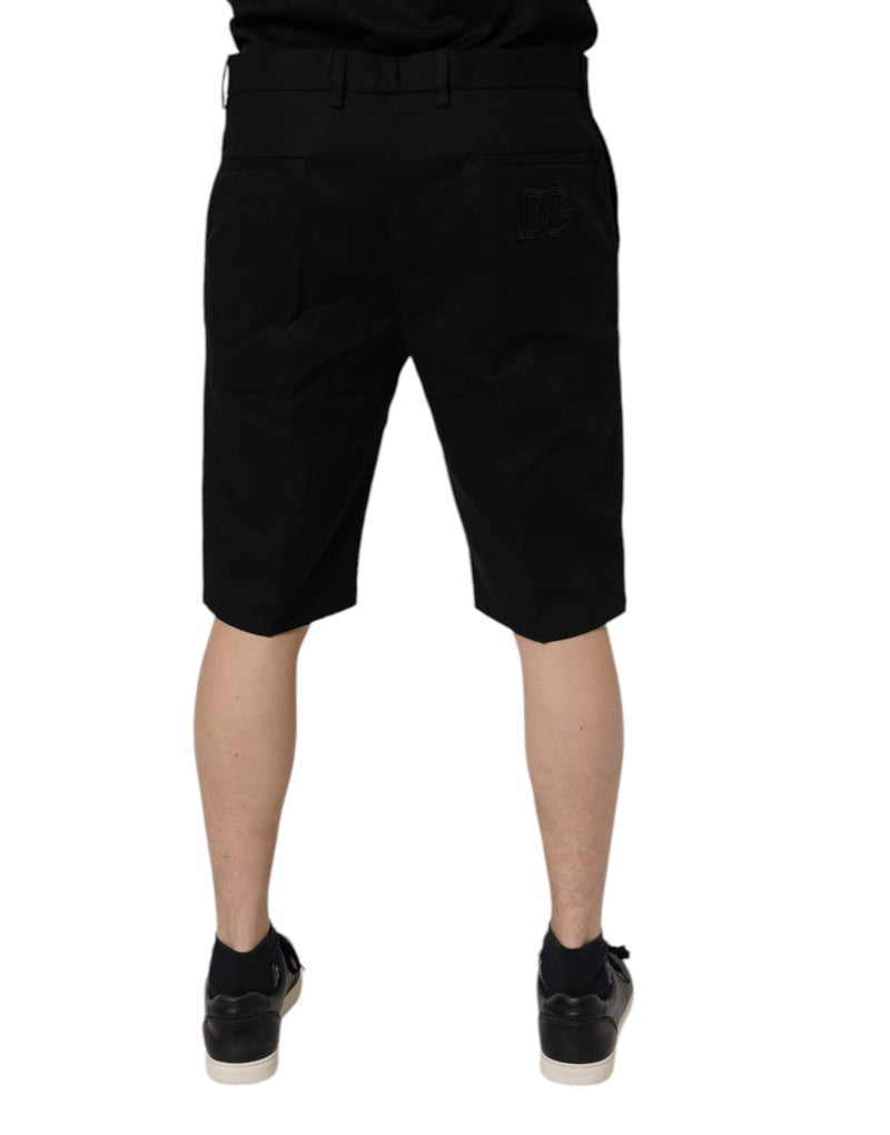 Shorts Bermuda taille mi-hauteur en coton extensible noir de Dolce &amp; Gabbana