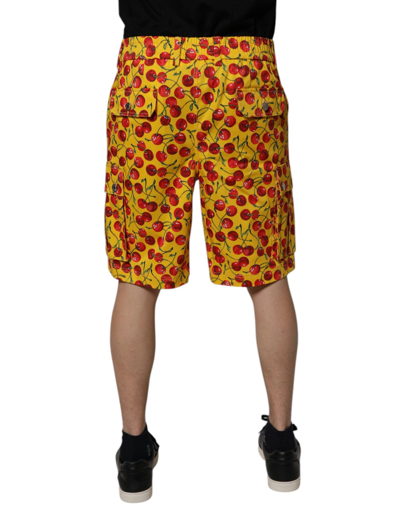 Shorts Bermuda en coton pour homme Dolce &amp; Gabbana, imprimé cerises jaunes.