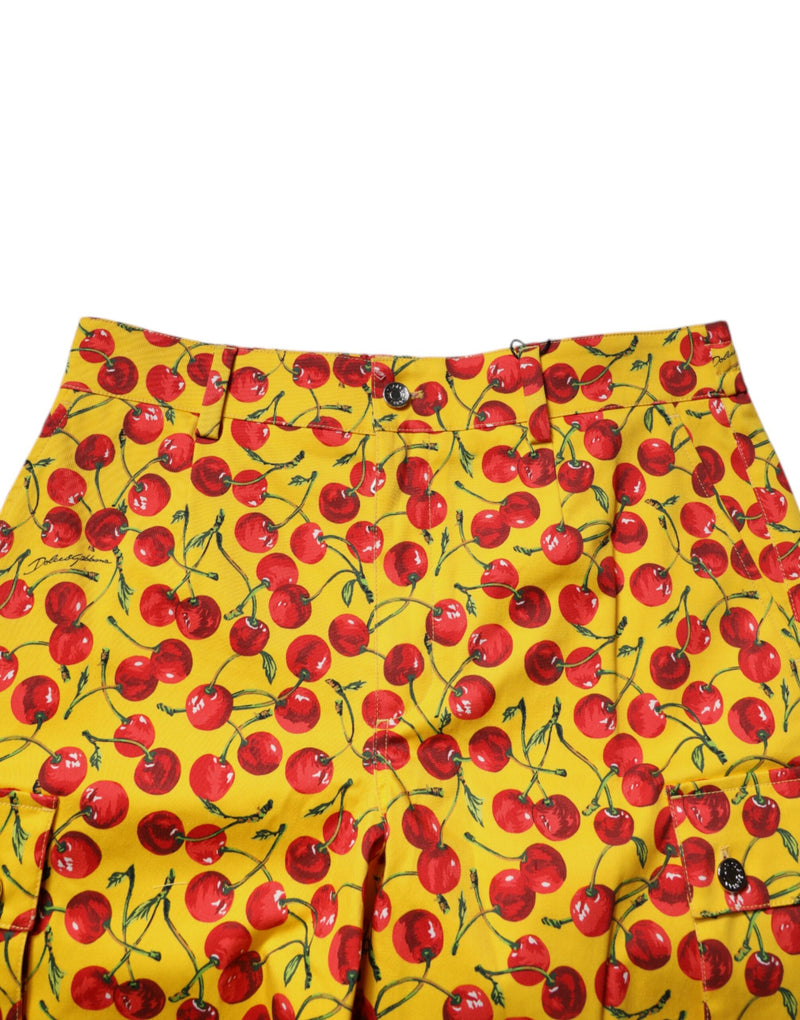 Shorts Bermuda en coton pour homme Dolce &amp; Gabbana, imprimé cerises jaunes.