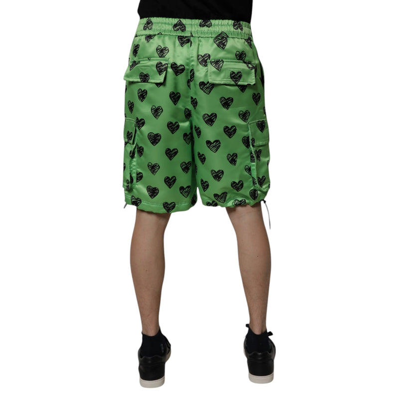 Dolce &amp; Gabbana groene cargo bermuda shorts met hartjesprint voor heren