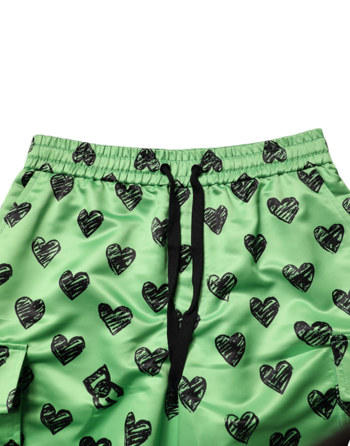 Shorts Bermuda Cargo pour homme Dolce &amp; Gabbana, imprimé cœur vert.