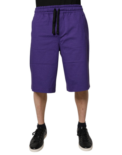 Dolce &amp; Gabbana paarse katoenen heren bermuda sweatshorts