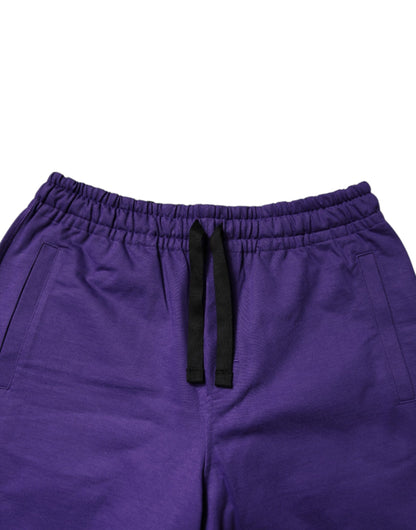 Dolce & Gabbana Purple Cotton Men Bermuda Sweatshorts Shorts