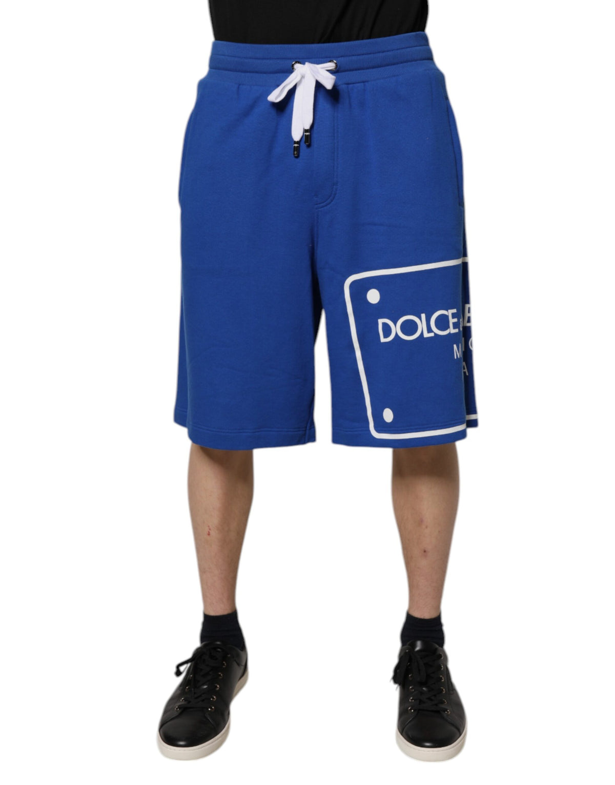 Shorts Bermuda en coton bleu avec logo Dolce &amp; Gabbana