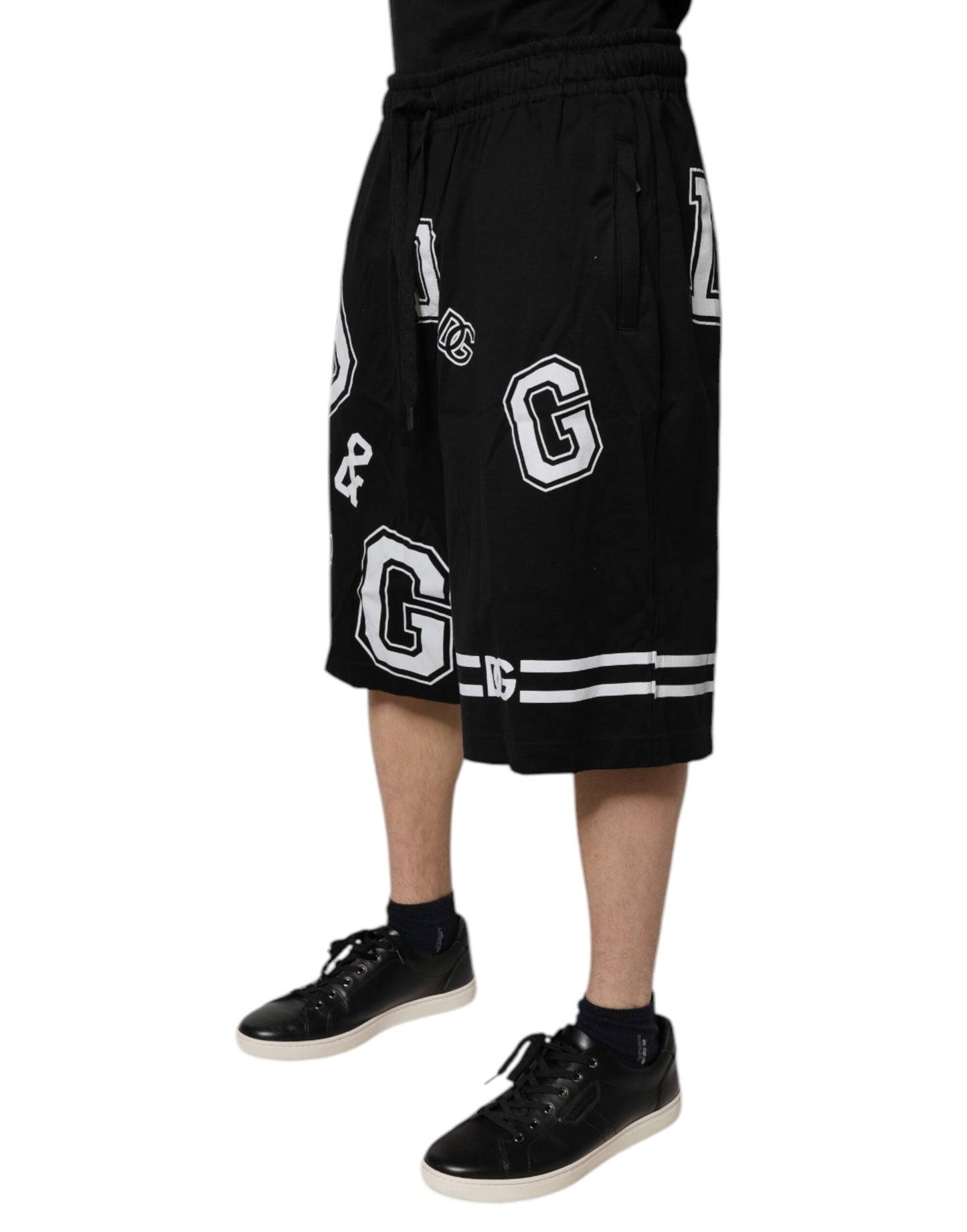 Dolce & Gabbana Black Logo Cotton Bermuda Sweatshorts Shorts