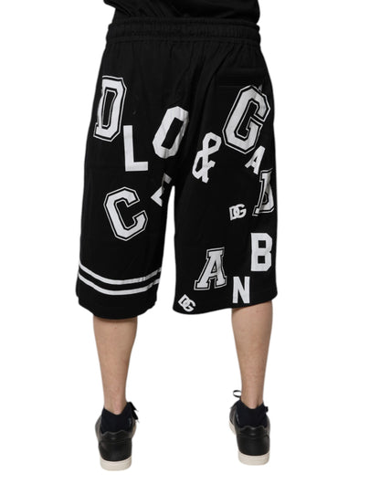 Dolce & Gabbana Black Logo Cotton Bermuda Sweatshorts Shorts