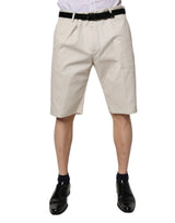 Shorts Bermuda en coton extensible beige à taille mi-hauteur de Dolce &amp; Gabbana