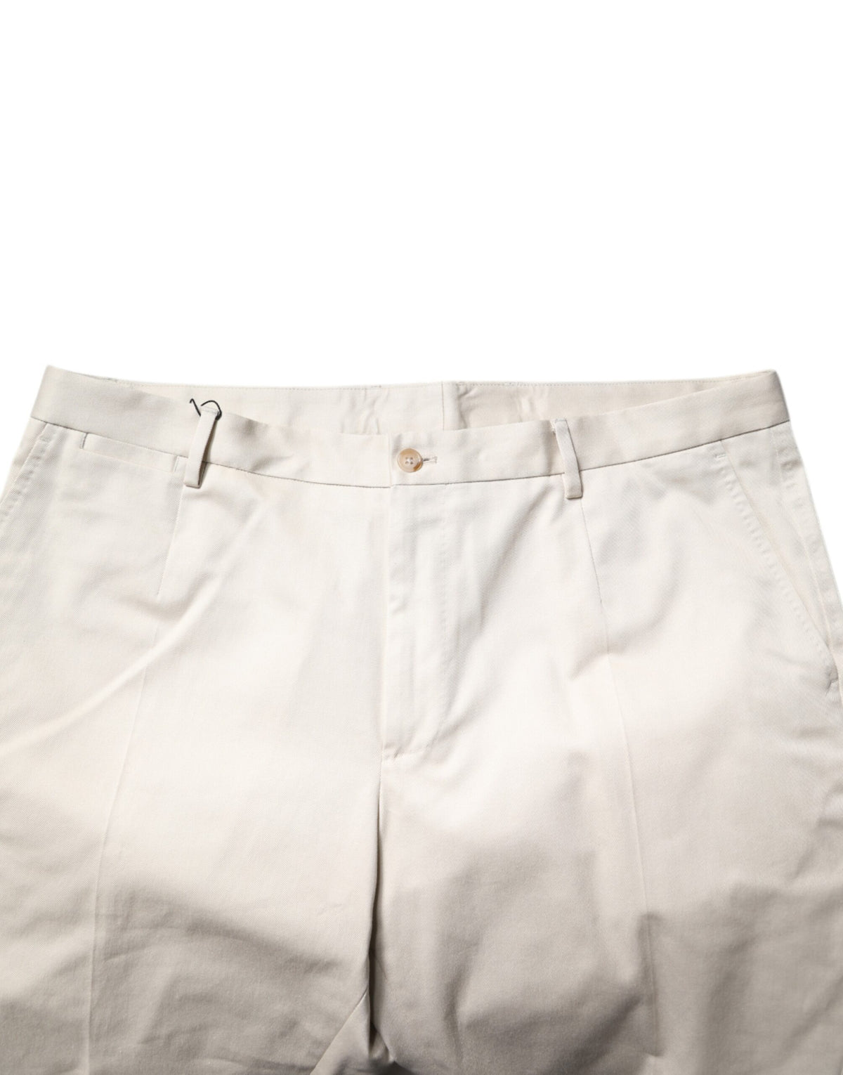Shorts Bermuda en coton extensible beige à taille mi-hauteur de Dolce &amp; Gabbana