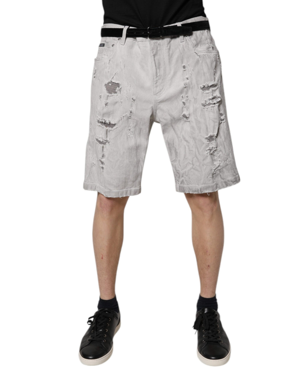 Shorts en jean délavés gris clair pour homme de Dolce &amp; Gabbana