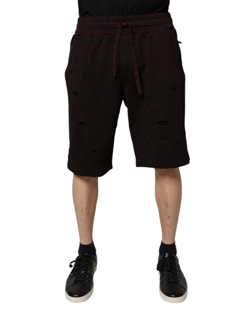 Shorts Bermuda en coton de couleur bordeaux de Dolce &amp; Gabbana