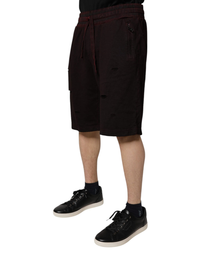Shorts Bermuda en coton de couleur bordeaux de Dolce &amp; Gabbana