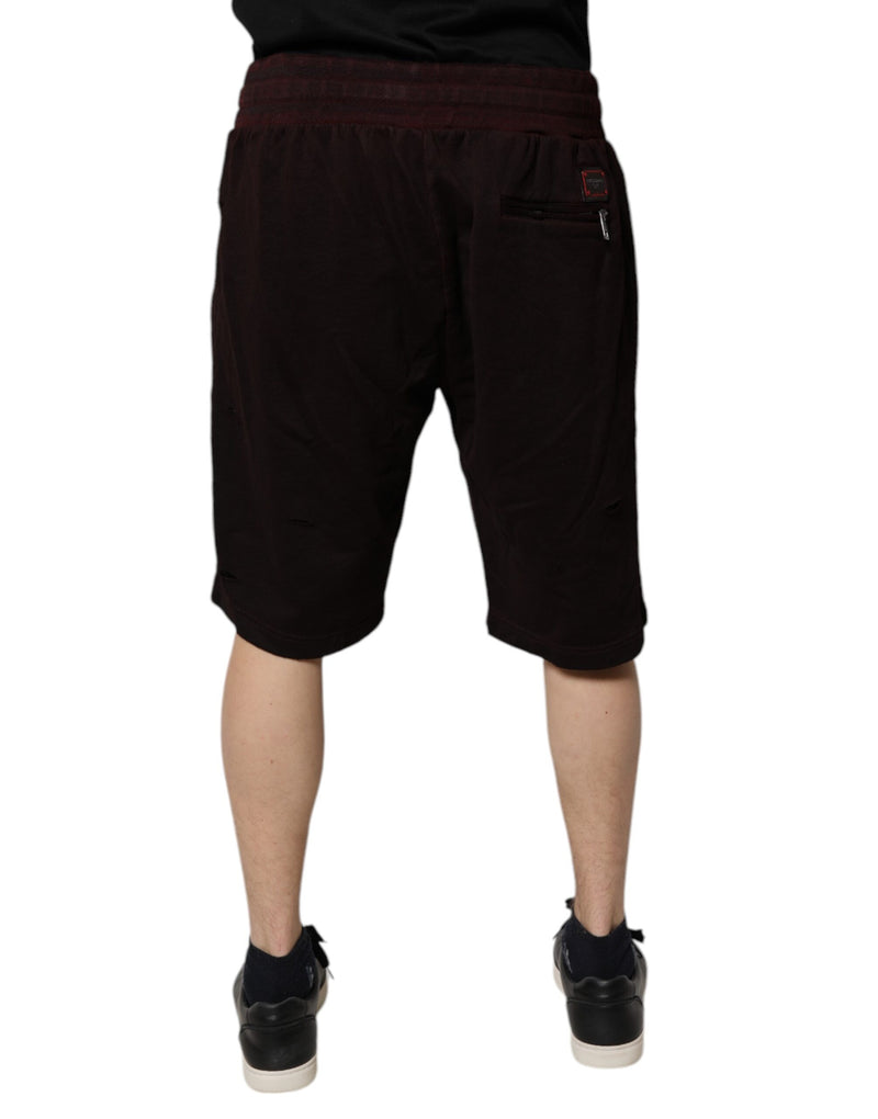 Shorts Bermuda en coton de couleur bordeaux de Dolce &amp; Gabbana