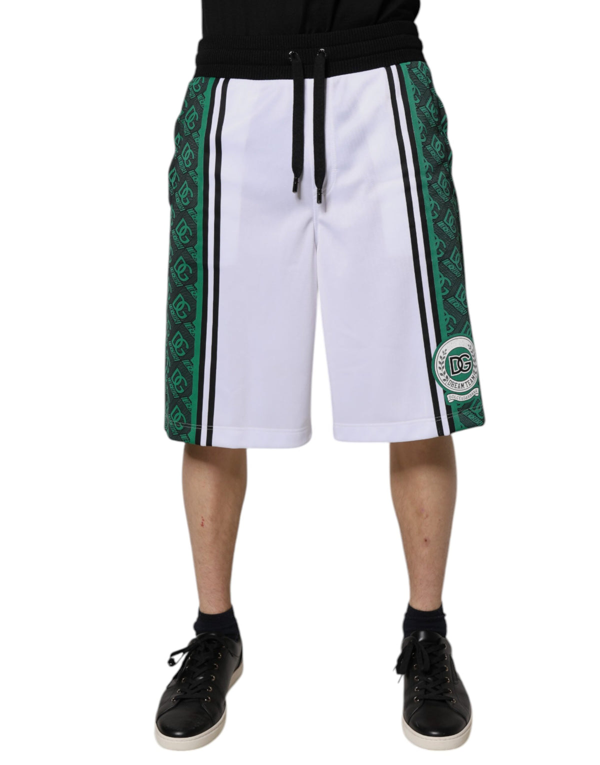 Shorts de survêtement en jersey blanc et vert pour homme Dolce &amp; Gabbana