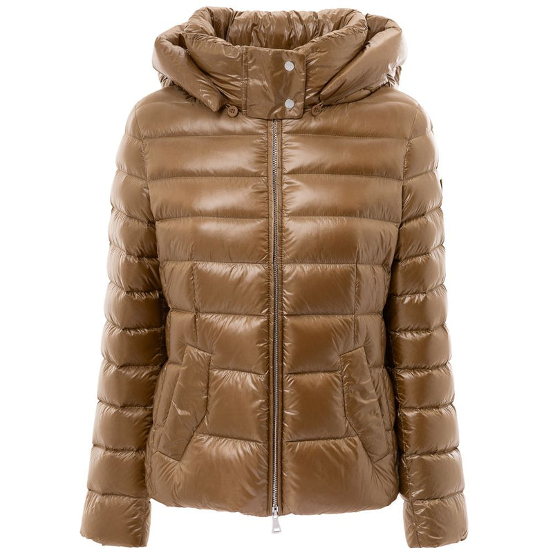 Add Bronze Polyamide Down Jacket with Removable Hood