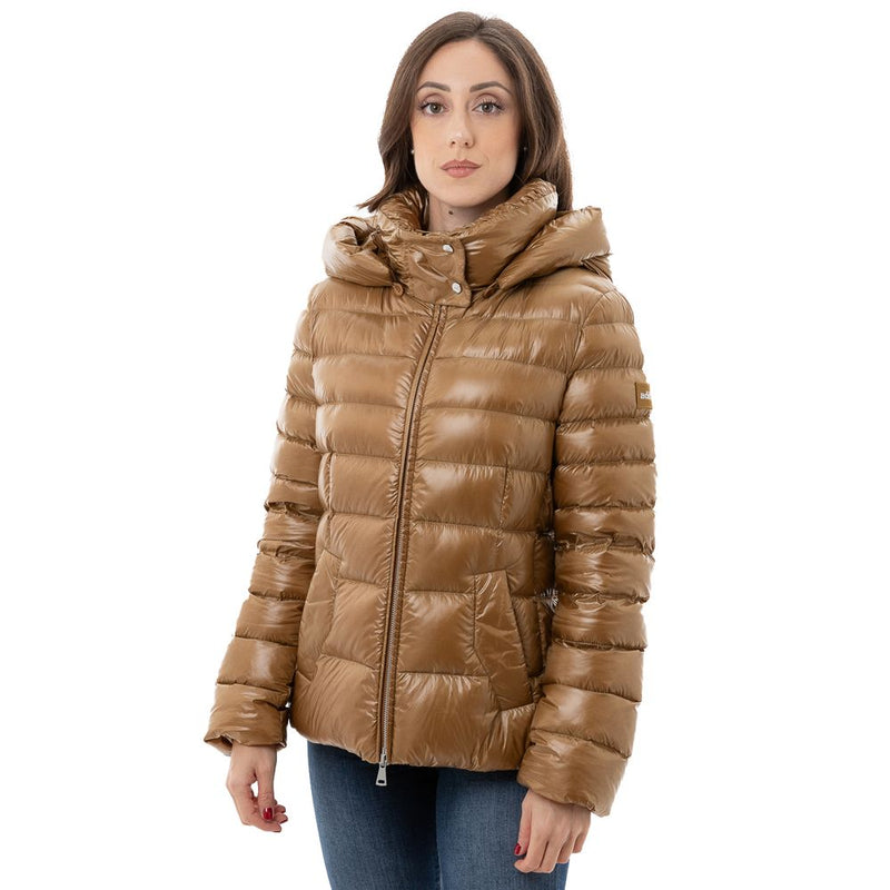 Add Bronze Polyamide Down Jacket with Removable Hood