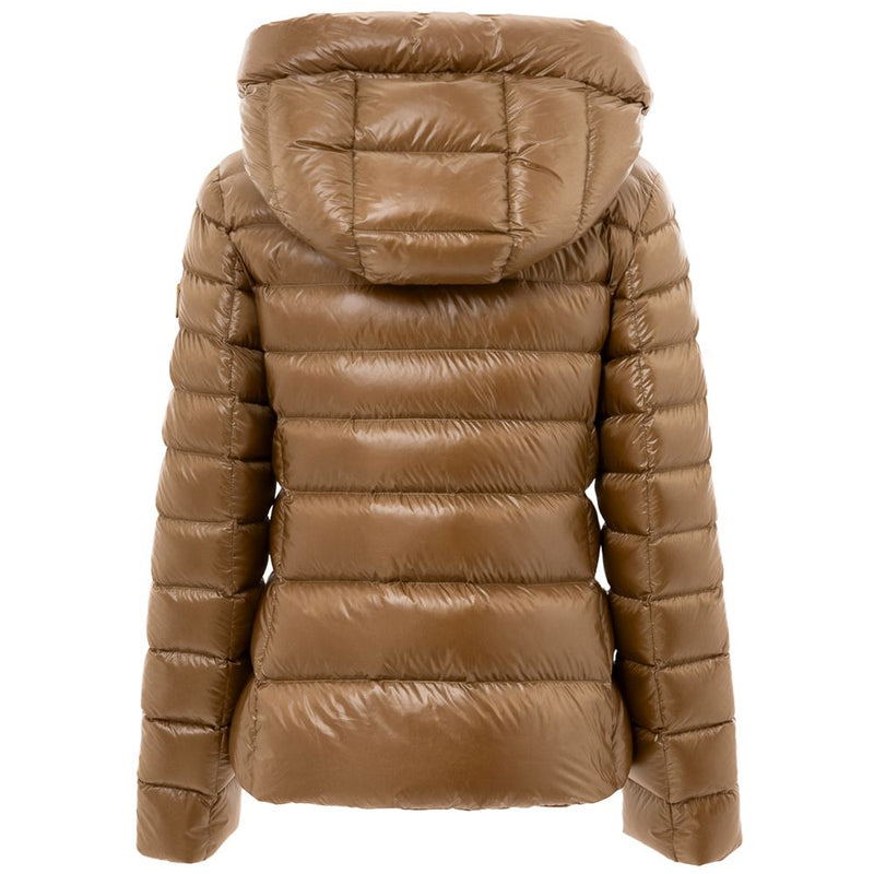 Add Bronze Polyamide Down Jacket with Removable Hood