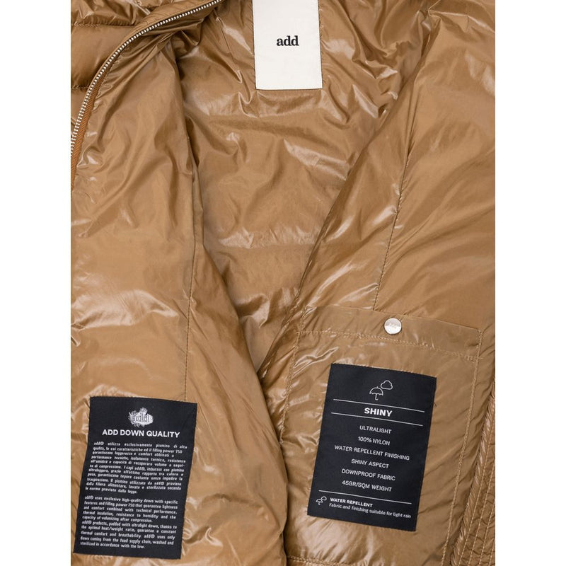 Add Bronze Polyamide Down Jacket with Removable Hood