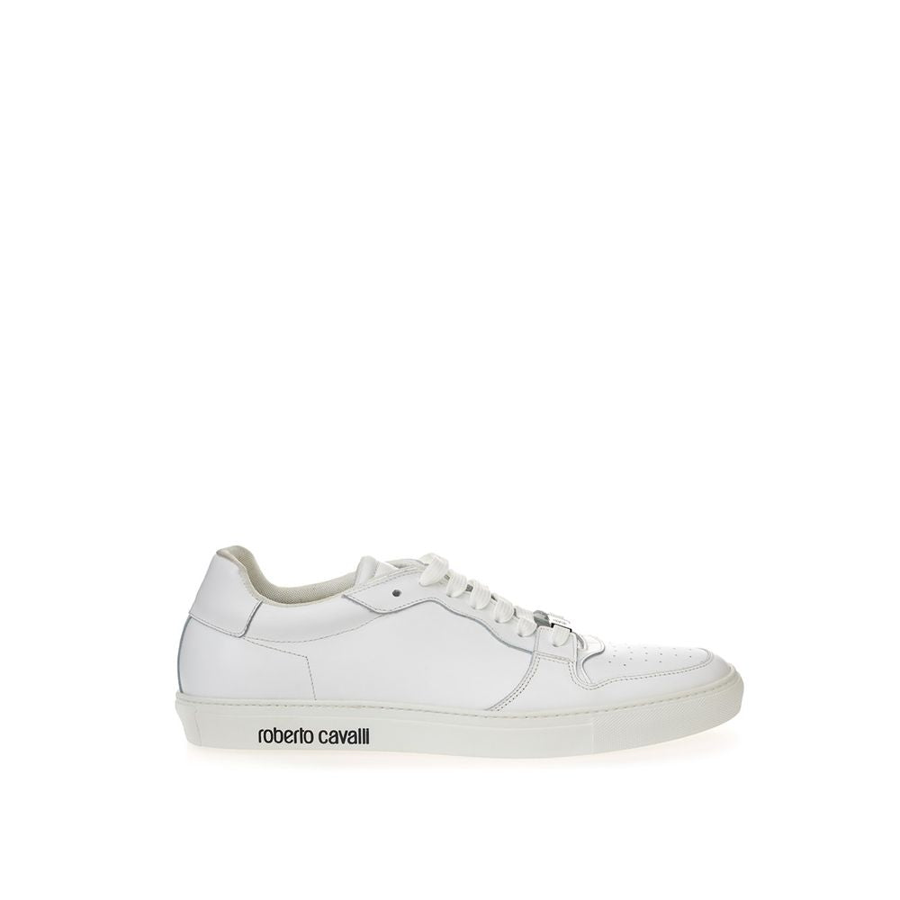 Roberto Cavalli White Leather Sneakers - Luxe Footwear