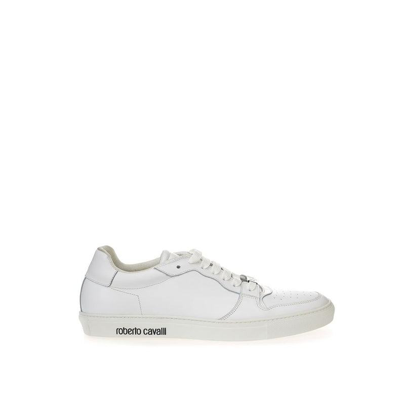 Roberto Cavalli White Leather Sneakers - Luxe Footwear