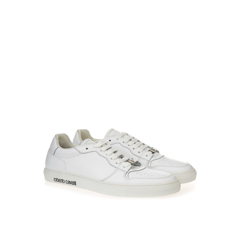 Roberto Cavalli White Leather Sneakers - Luxe Footwear