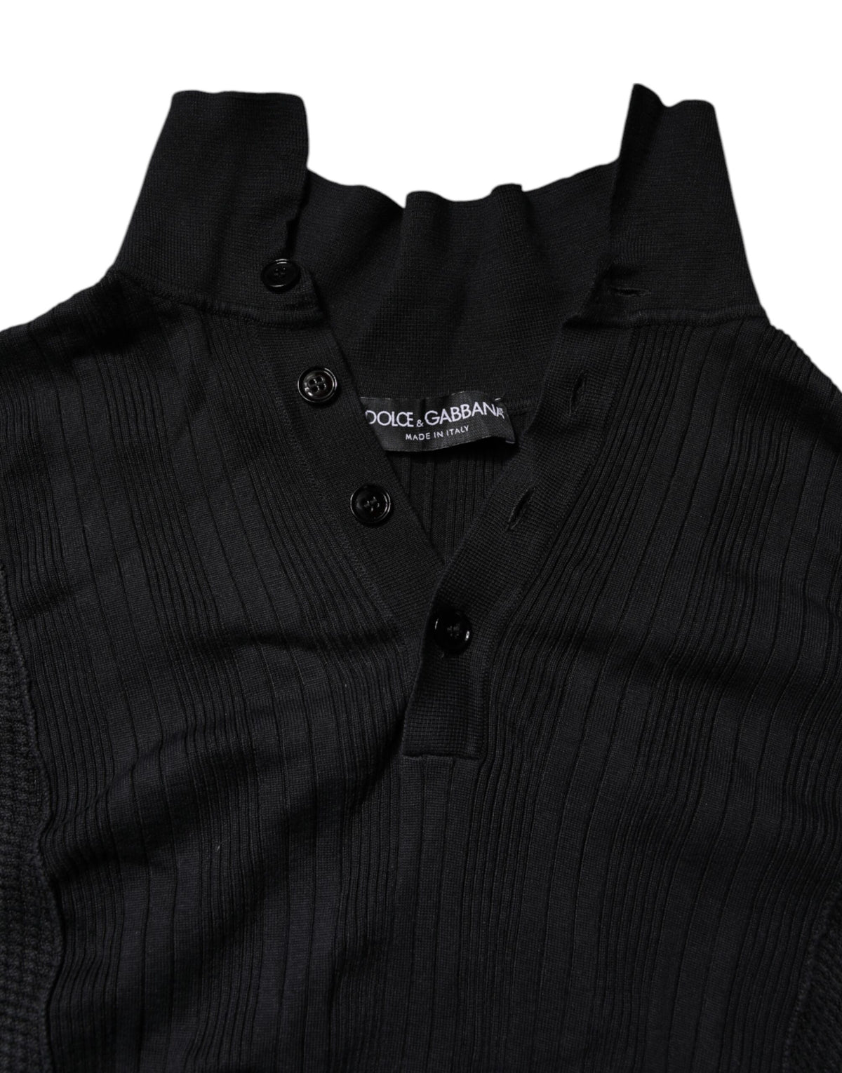 Pull en soie noir à boutons brodés à motif héraldique de Dolce &amp; Gabbana