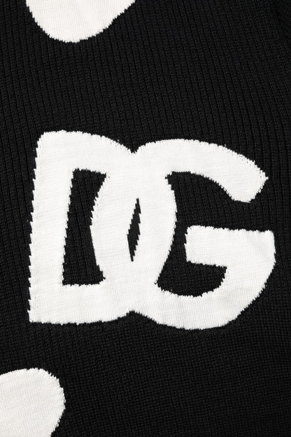 Dolce & Gabbana Black Hearts Silk Crew Neck Pullover Sweater