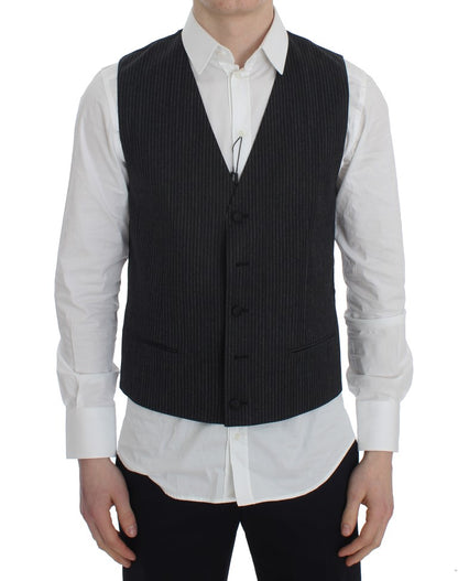 Dolce & Gabbana Grijs gestreept formeel vest