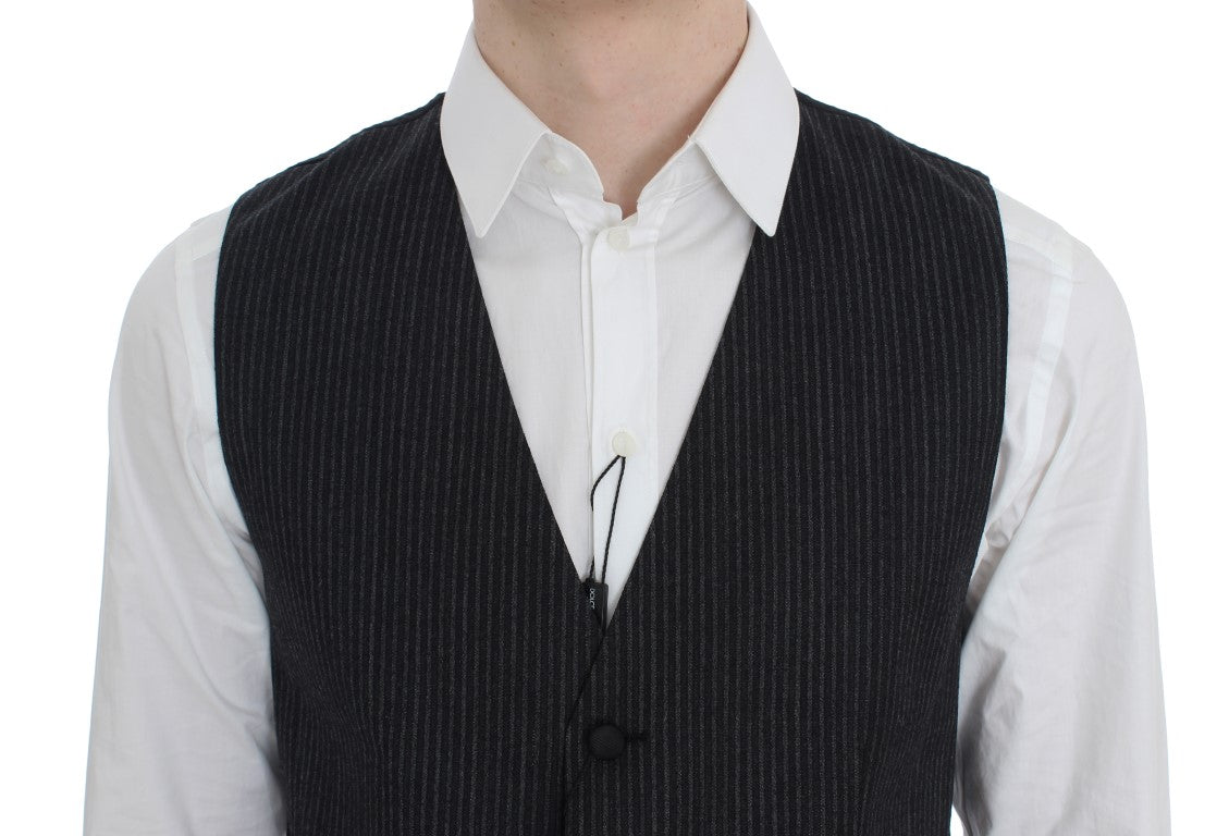 Dolce & Gabbana Grijs gestreept formeel vest