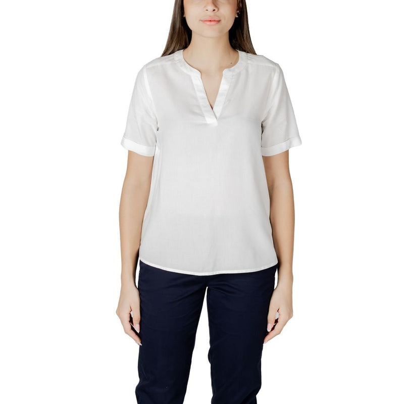 Street One Blouse Blanche en Viscose - Design QR Splitneck