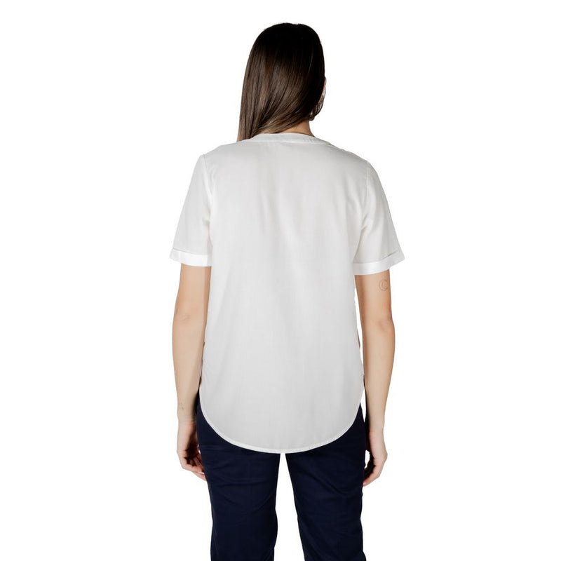 Street One Blouse Blanche en Viscose - Design QR Splitneck