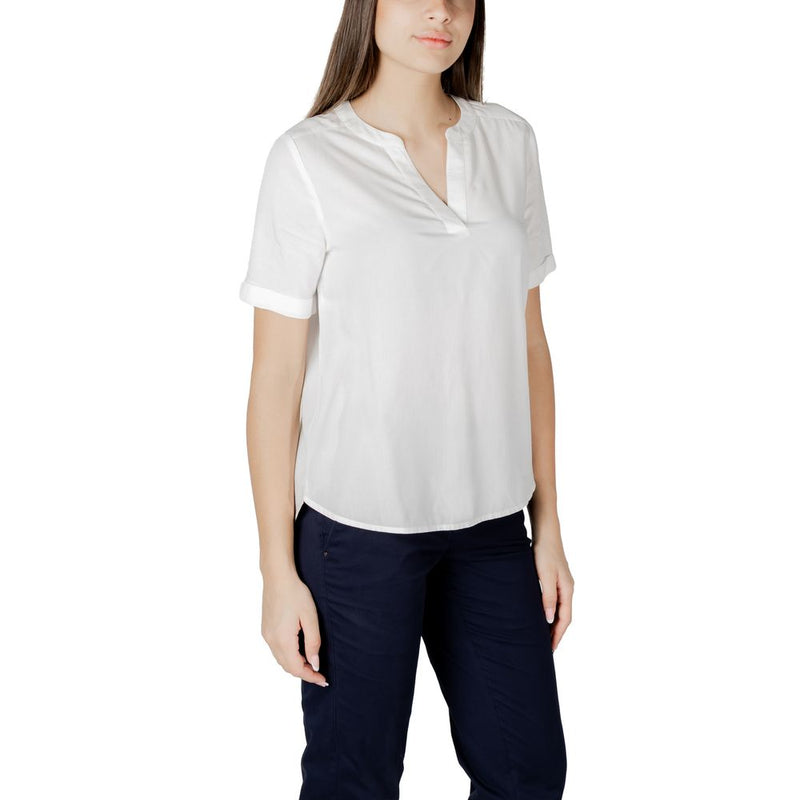 Street One Blouse Blanche en Viscose - Design QR Splitneck