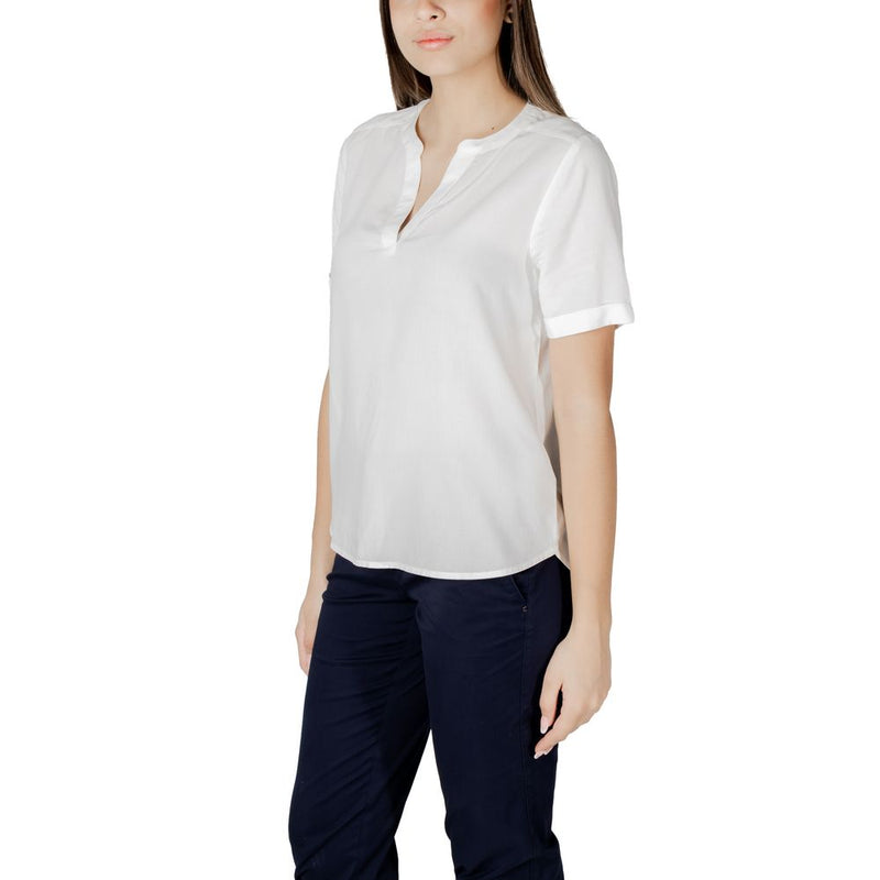 Street One Blouse Blanche en Viscose - Design QR Splitneck