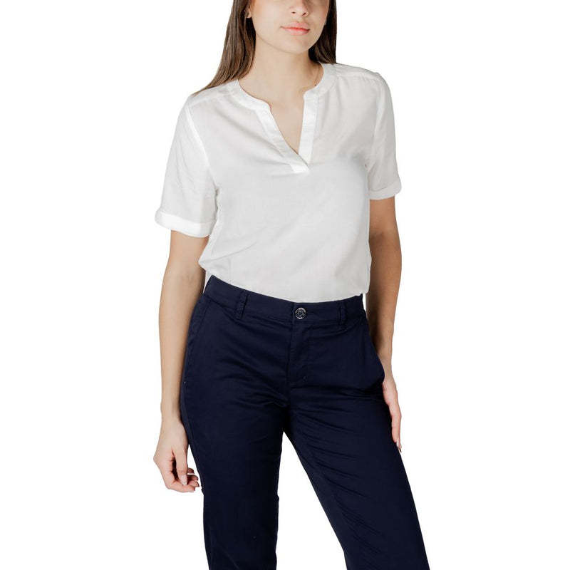 Street One Blouse Blanche en Viscose - Design QR Splitneck