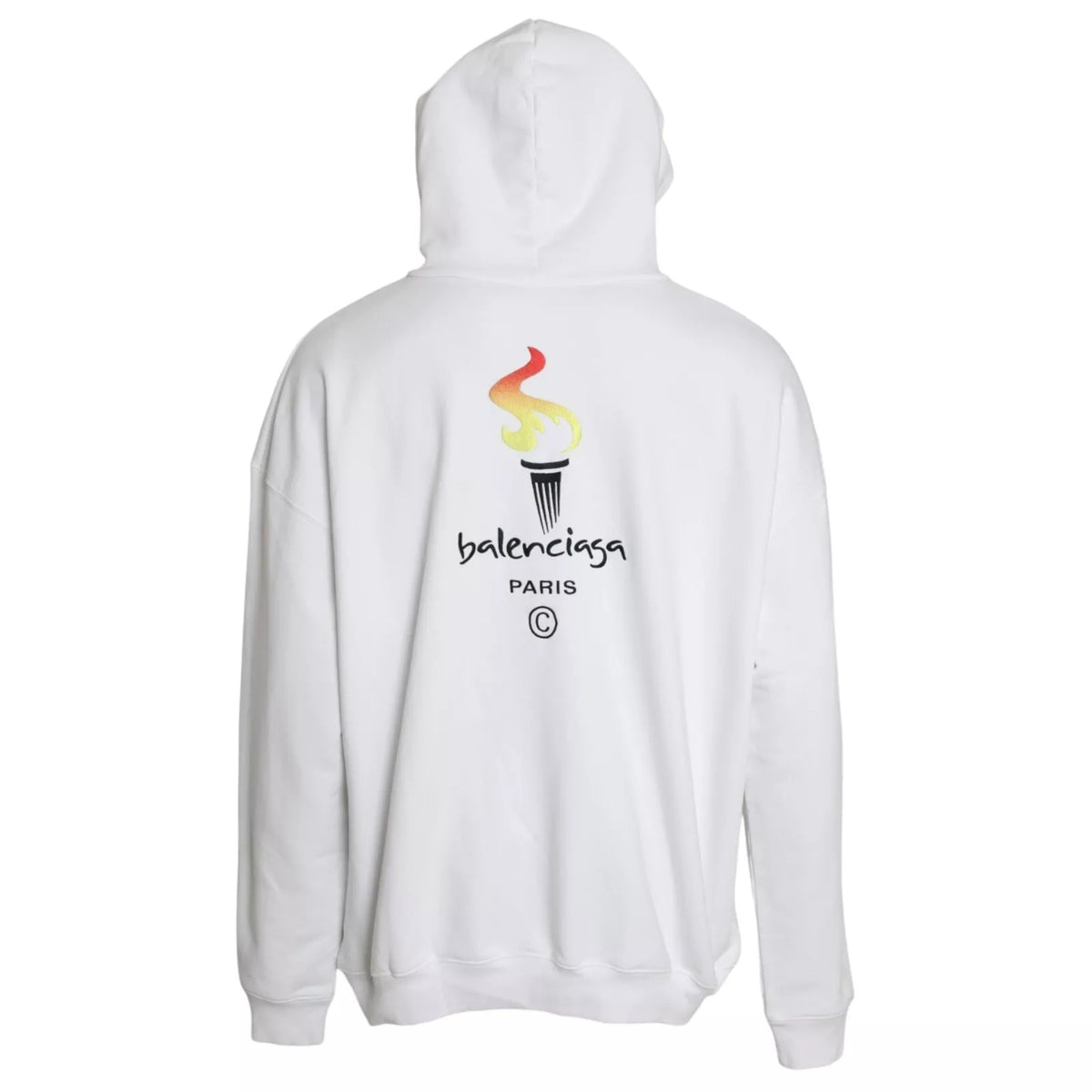 Pull oversize à capuche en coton blanc avec logo Balenciaga