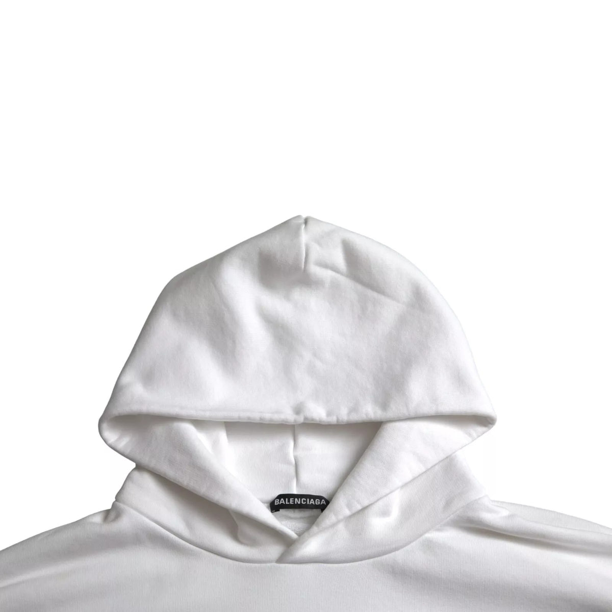 Pull oversize à capuche en coton blanc avec logo Balenciaga