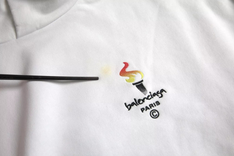 Balenciaga White Cotton Logo Hooded Pullover Oversize Sweater