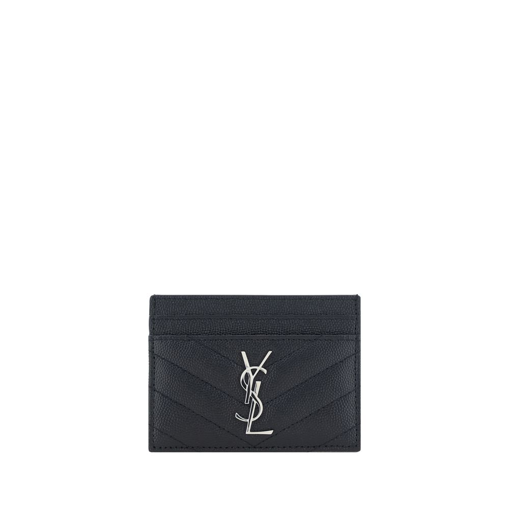 Porte-cartes en cuir noir Saint Laurent