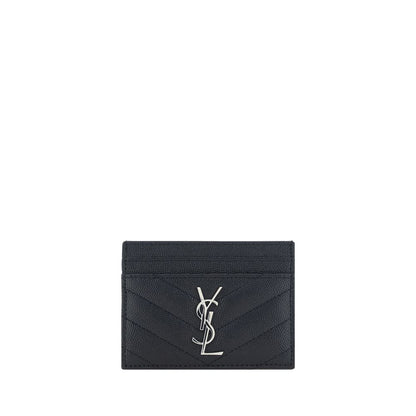 Porte-cartes en cuir noir Saint Laurent