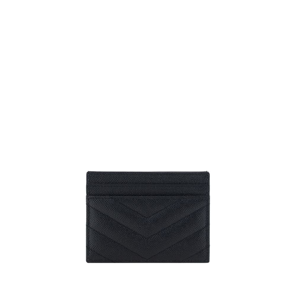 Porte-cartes en cuir noir Saint Laurent