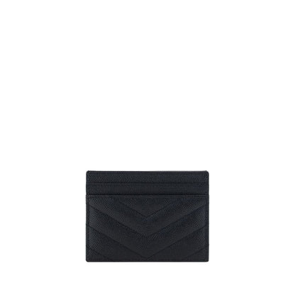 Porte-cartes en cuir noir Saint Laurent
