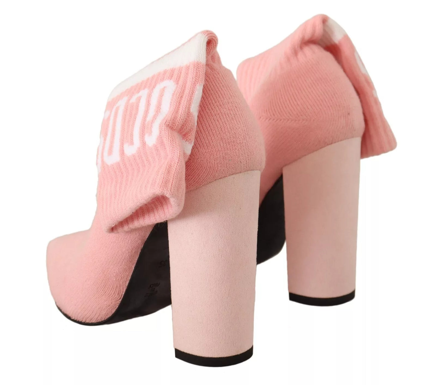 Bottines à talons compensés en daim rose avec logo GCDS, à porter comme chaussettes.