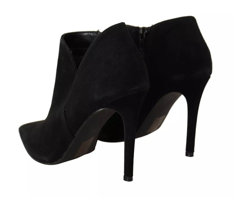 Steve Madden Black Suede Leather Stiletto Heels Boots