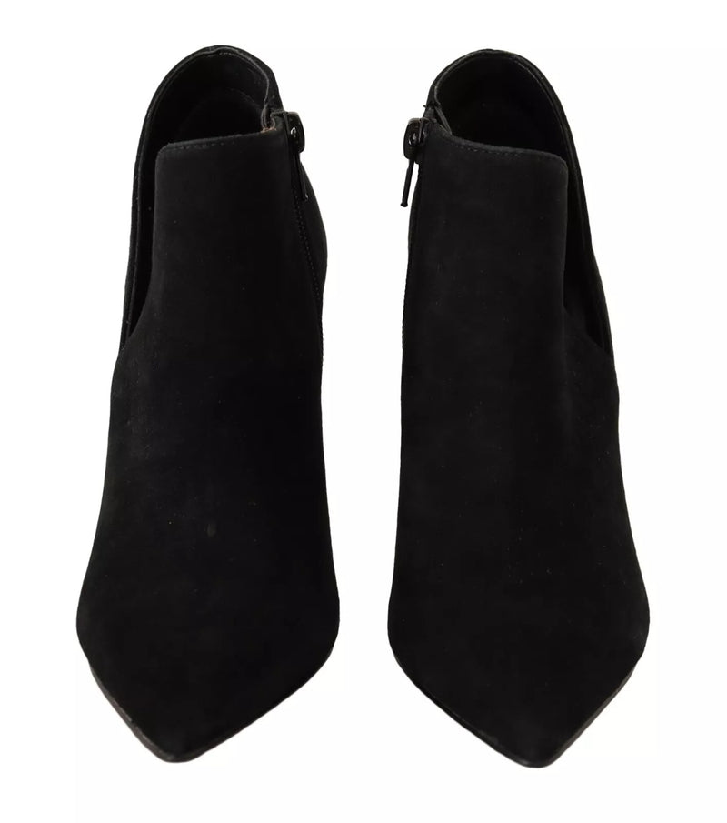 Steve Madden Black Suede Leather Stiletto Heels Boots