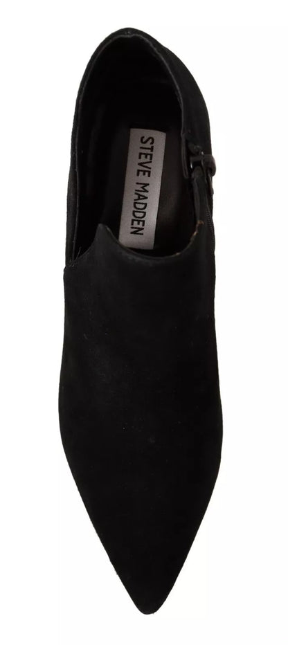 Steve Madden Black Suede Leather Stiletto Heels Boots Shoes