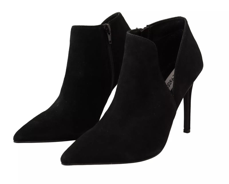 Steve Madden Black Suede Leather Stiletto Heels Boots