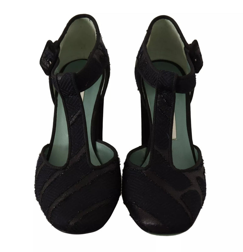 Paola D'Arcano Black Suede Leather Block Heels Sandals