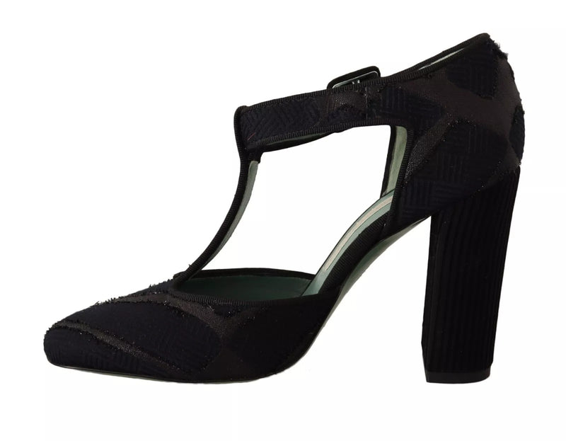 Paola D'Arcano Black Suede Leather Block Heels Sandals