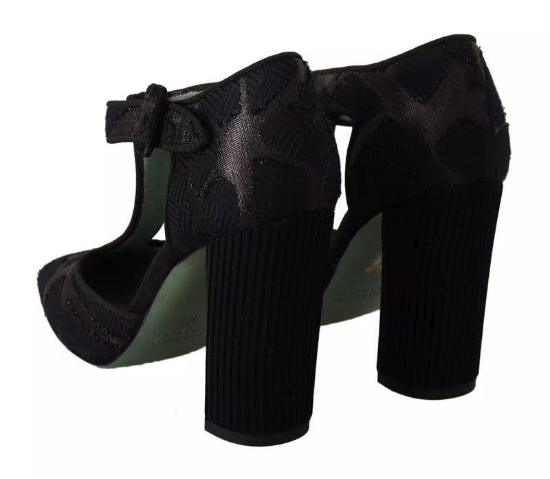 Paola D'Arcano Black Suede Leather Block Heels Sandals